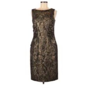 David Meister dress in size 8 ,olive/green and gold metallic fabric